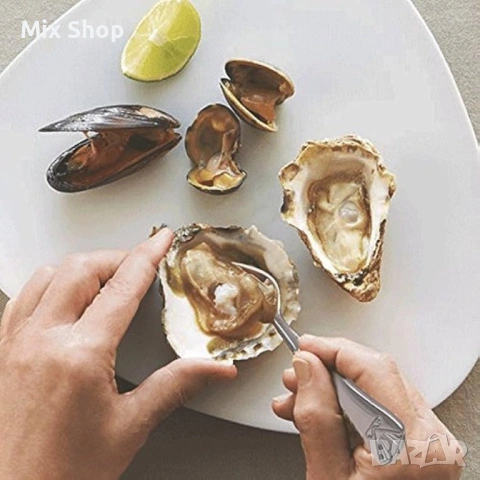 Чисто нов комплект от 6 броя вилици за стриди от неръждаема стомана , снимка 3 - Други стоки за дома - 54225382