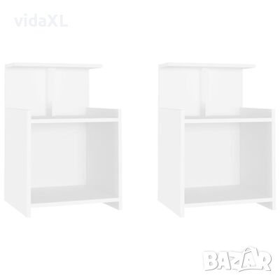 vidaXL Нощни шкафчета, 2 бр, бели, 40x35x60 см, ПДЧ(SKU:806176, снимка 1