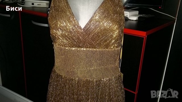 Нова бутикова официална златиста дълга рокля, снимка 3 - Рокли - 35373986