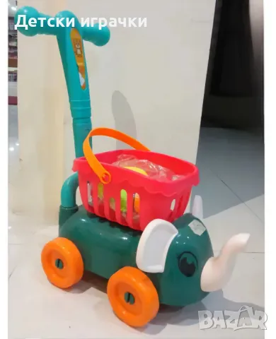 Детска пазарска количка Слонче с продукти за рязане , снимка 4 - Образователни игри - 48680142