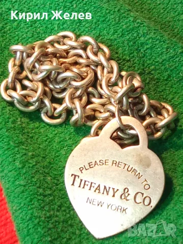 TIFFANY & Co. ШАРМАНТНО БУТИКОВО СРЕБЪРНО КОЛИЕ ЧОКЪР ЛАНЕЦ СРЕБРО 925 ТИФАНИ с БЯЛА ПОЗЛАТА 50058, снимка 2 - Колиета, медальони, синджири - 49346873