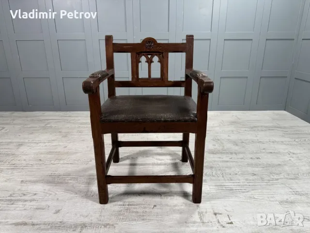 Готически стол масив В004, снимка 2 - Дивани и мека мебел - 56021255
