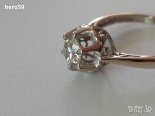 Златен 750 проба дамски пръстен с брилянт 0.9 карата диамант, снимка 17 - Пръстени - 35474173