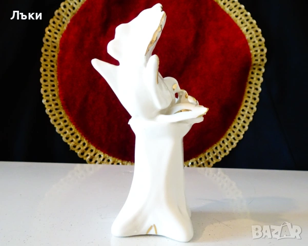 Порцеланова статуетка Гълъб,Capodimonte,злато, снимка 4 - Статуетки - 53965189