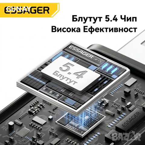 Essager Bluetooth 5.4 FM трансмитер за кола, безжичен аудио адаптер ES-BT17, Handsfree, снимка 4 - Друга електроника - 54127812