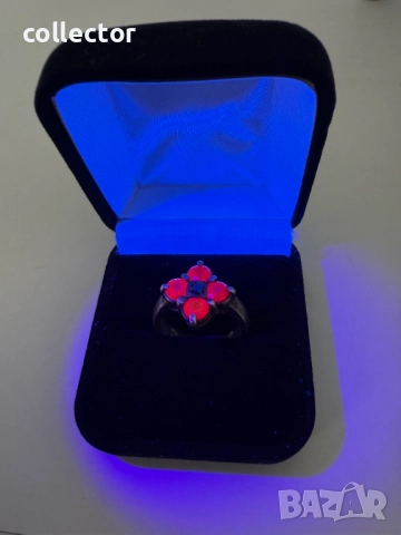 Стар сребърен пръстен с големи РУБИНИ. №7636, снимка 3 - Пръстени - 52502345