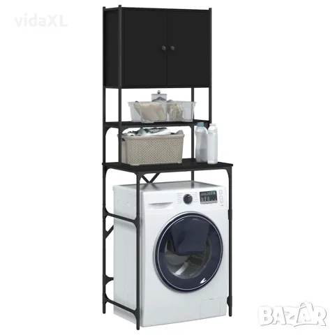 vidaXL Шкаф за пералня, черен, 68x48,5x194 см, снимка 5 - Шкафове - 56148234