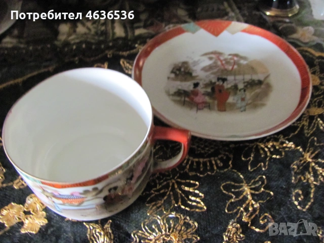 Японски К-т Чашка за чай, чинйка костен порцелан , маркирани, снимка 7 - Сервизи - 53254905