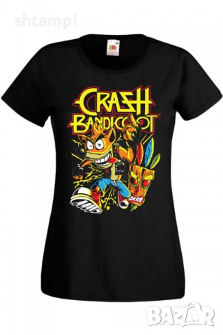 Дамска тениска Crash Bandicoot,Игра,Гейм,Геймър,Подарък,Изненада,Повод,Празник,Събитие,Развлечение.