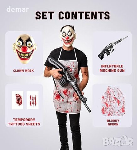 Костюм за Хелоуин 5 части Клоун сериен убиец за мъже, снимка 4 - Други - 42541395