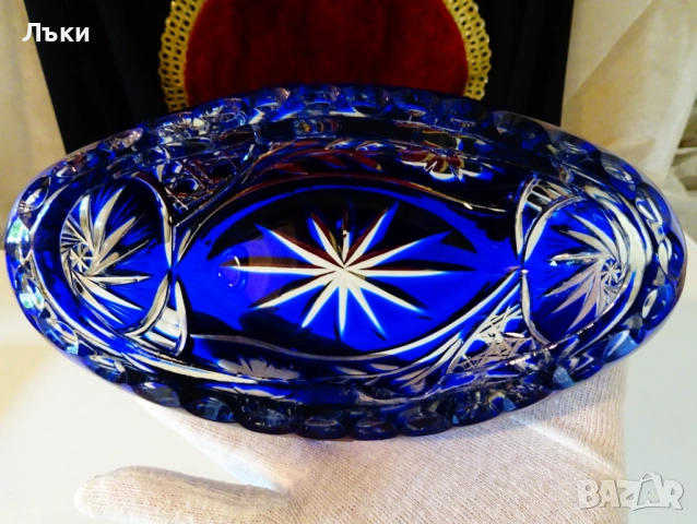 Бонбониера,оловен кобалтов кристал,ръчно шлифована 1 кг. , снимка 3 - Антикварни и старинни предмети - 52135925