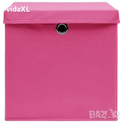 vidaXL Кутии за съхранение с капаци 4 бр розови 32x32x32 см плат（SKU:288346）, снимка 4 - Други - 49300724