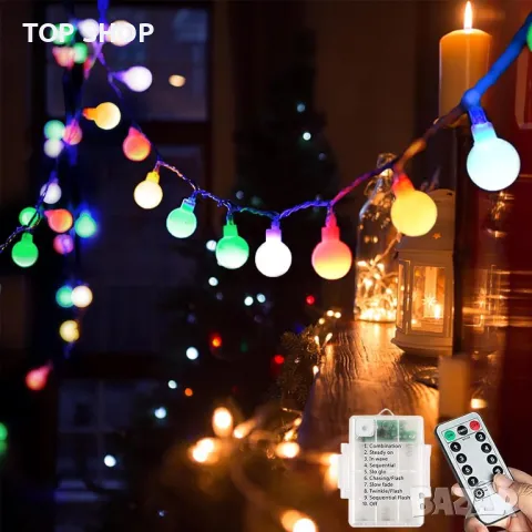 Вътрешни/външни декоративни коледни светлини 60 LED, 7 м, 8 режима, снимка 3 - Лед осветление - 49500335