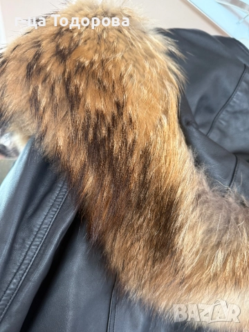 Дамско кожено яке.Естествена агнешка кожа с лисица, снимка 6 - Якета - 52209791