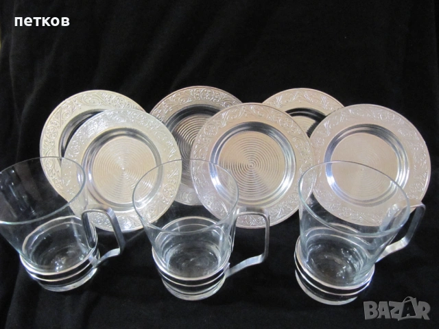 стъклен сервиз за кафе и чай от 1984г., снимка 8 - Антикварни и старинни предмети - 54239472