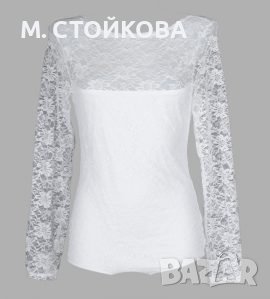 ПОСЛЕДЕН БРОЙ! луксозно тъмно синьо боди дреха на Perfect с нежна дантела, снимка 4 - Блузи с дълъг ръкав и пуловери - 42062202