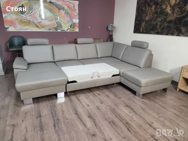 ПРОМОЦИЯ!!!Бежов П-образен ъглов диван от плат Sambia с функция сън, снимка 8 - Дивани и мека мебел - 52830077