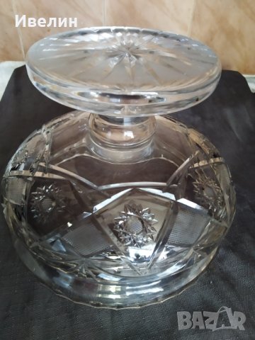 стара кристална купа,фруктиера арт деко-бохемия, снимка 4 - Антикварни и старинни предмети - 29289322