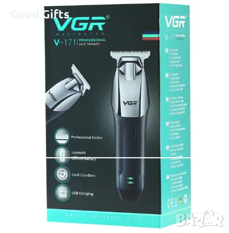 Машинка за подстригване VGR V-171 – Интелигентен дизайн, остриета от неръждаема стомана, снимка 10 - Машинки за подстригване - 50388045