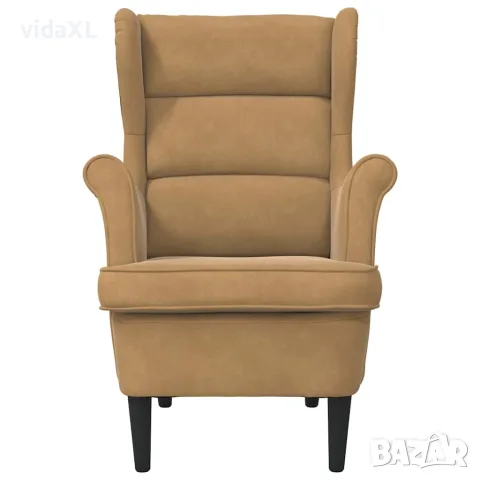 vidaXL Фотьойл, кафяв, кадифе, снимка 4 - Дивани и мека мебел - 56146802