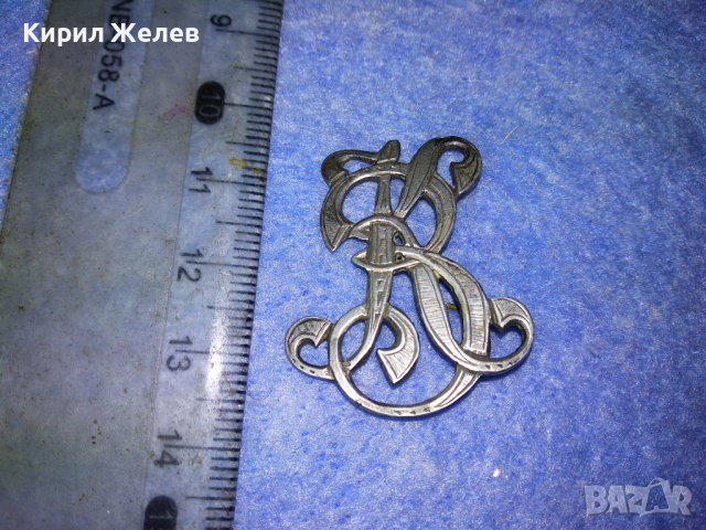 СТАРИННА АР НУВО СРЕБЪРНА АПЛИКАЦИЯ МОНОГРАМ КОКАРДА с Букви KR РЪЧНА ОРНАМЕНТИРАНА ИЗРАБОТКА 43280, снимка 7 - Антикварни и старинни предмети - 44664342