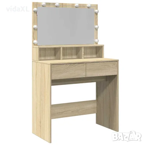 vidaXL Тоалетка с LED, дъб сонома, 80x41x134,5 см