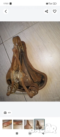 Стара кожена седалка , снимка 4 - Антикварни и старинни предмети - 52938635