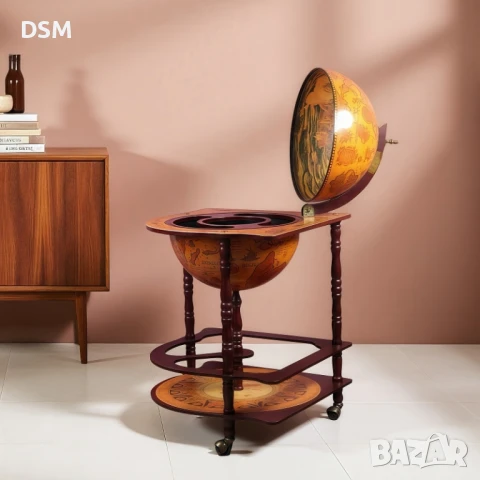Нов - Голям Ъглов Глобус Мини Бар - Поставка за Бутилка / Вино/Юбилей!