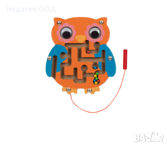 Магнитен лабиринт, с бухал, от дърво