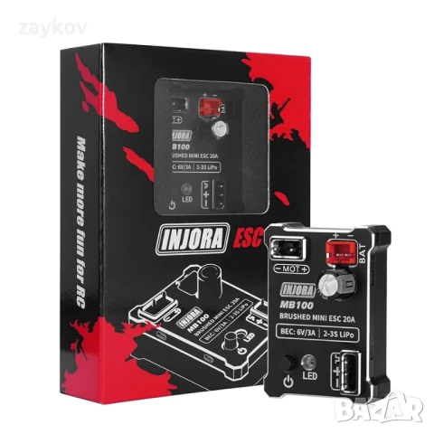 INJORA Brushed Mini ESC 20A MB100-R80 за 1/24 1/18 RC Crawler SCX24 AX24 TRX4M FCX24 FCX18