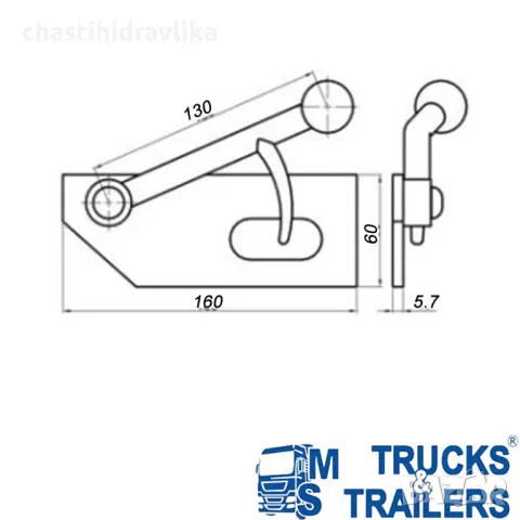 Ключалка за капак със сферична дръжка - лява 15012200L, снимка 2 - Части - 48320909