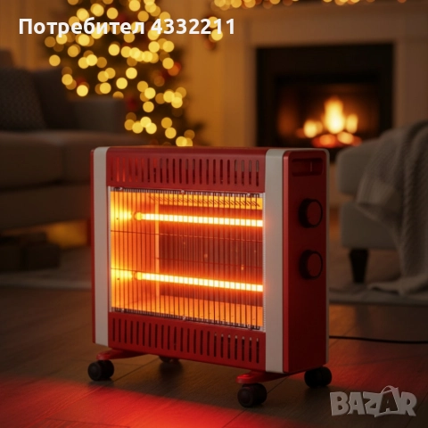 Кварцов отоплител 1500W с 2 степени и мобилни колелца – бързо и безопасно затопляне, снимка 2 - Отоплителни печки - 52557056
