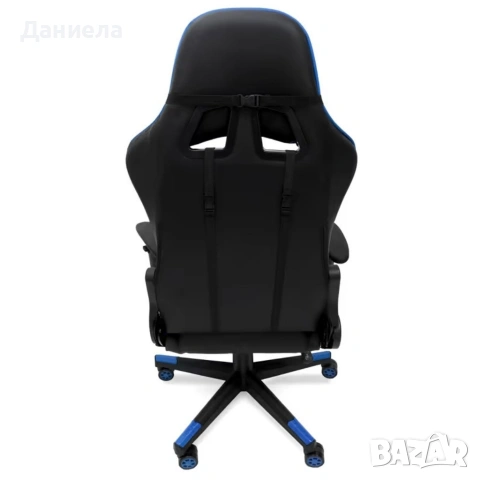 Геймърски стол за релакс с масаж и подложка за крака – син, снимка 10 - Столове - 53237741