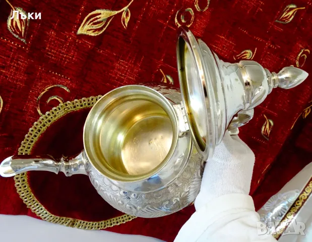 Посребрен бронзов чайник,кана Palace Fes,2.5 л. , снимка 2 - Антикварни и старинни предмети - 55862993