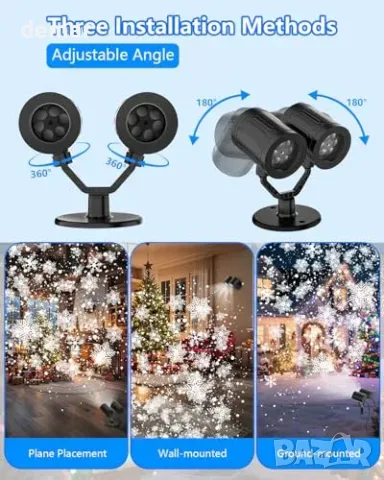 Двоен коледен проектор Coollamp със снежинки и таймер, снимка 6 - Декорация за дома - 55807540