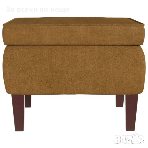 Табуретка с дървени крака, кафява, кадифе Код P425, снимка 4 - Дивани и мека мебел - 50062279