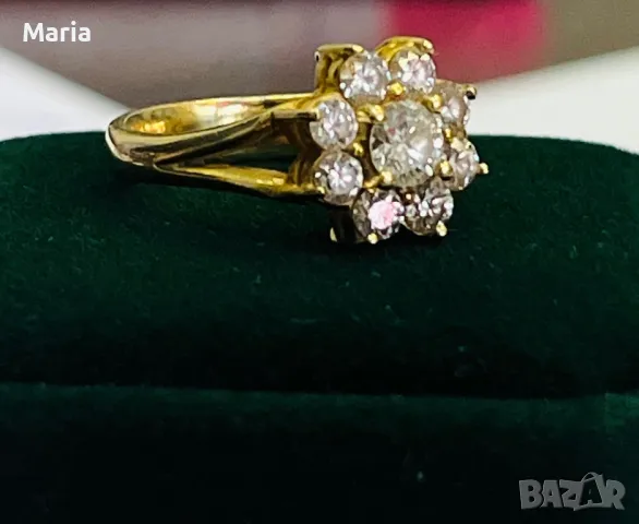 Дамски пръстен жълто злато и брилянти, снимка 9 - Пръстени - 49970698