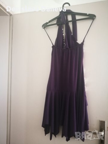Официална лилава рокля с пайети, размер S-M. За танцови събития или като реквизит, снимка 3 - Рокли - 29335822