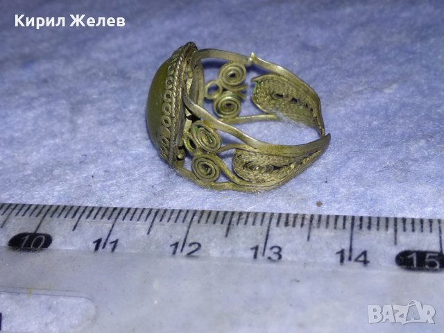 СТАРИНЕН ФИЛИГРАНЕН МЕЛХИОРЕН СКЪПОЦЕНЕН РЕТРО ПРЪСТЕН с ОГРОМЕН ЮВЕЛИРНО ШЛИФОВАН ЛУНЕН КАМЪК 26117, снимка 7 - Антикварни и старинни предмети - 40574642