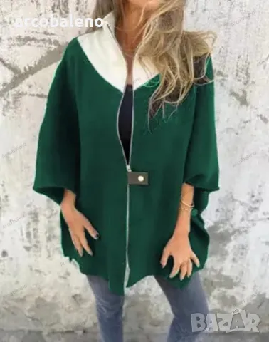 Есенно-зимно дамско свободно яке с яка и цип, 9цвята , снимка 11 - Якета - 48242658