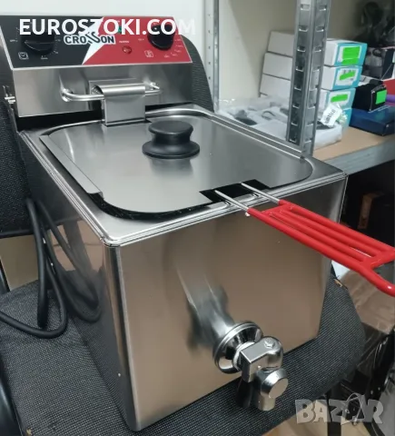 Професионален електрически фритюрник CROSSON 6L с изпускателен кран за олио, неръждаема стомана, снимка 8 - Обзавеждане на кухня - 56217546