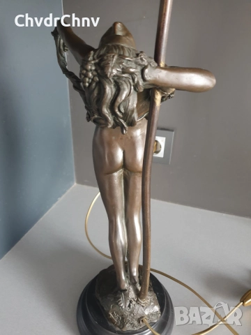 Frishmuth Tiffany лампа с бронзова фигура 80см10кг/еротика/стара ТИФАНИ лампа-статуетка на гола жена, снимка 10 - Лампиони - 52446779