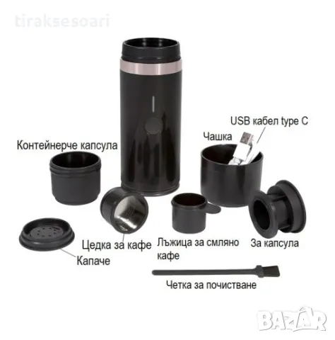 Преносима кафемашина за капсули и смляно кафе espresso със загряване, снимка 4 - Аксесоари и консумативи - 49477067