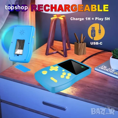 НОВА, ТЕСТВАНА 32-битова ръчна игрова конзола за деца, 3.0" IPS екран с вградени 139 HD видеоигри..., снимка 4 - Други игри и конзоли - 50577145