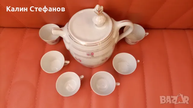 Време е за греяна ракия, комплект порцеланова кана и 6 чаши от едно време, снимка 6 - Антикварни и старинни предмети - 48090910