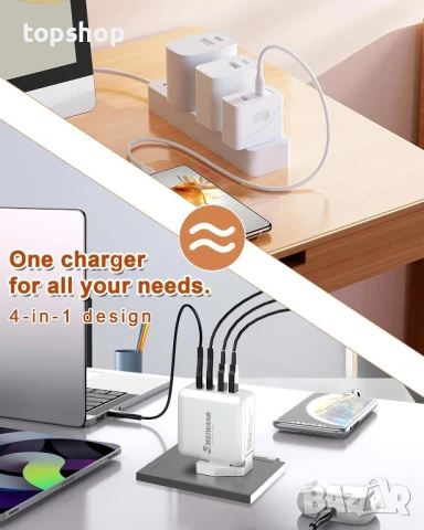 4 порта 75 W стенно бързо зарядно устройство, снимка 3 - Друга електроника - 50569499