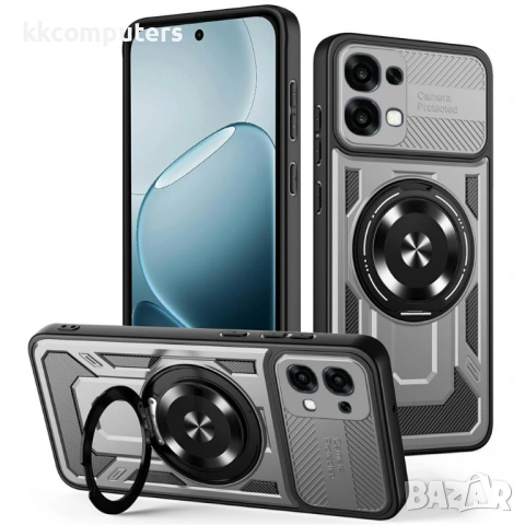 Магнитен Калъф за Oppo A6 Pro 5G / 4G с Въртяща се Стойка - TPU+PC, Военна защита, 6 цвята, снимка 5 - Калъфи, кейсове - 54291237