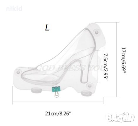 3 размера Поликарбонатна отливка калъп Дамска обувка молд шоколад Шоколадова черупка торта форма, снимка 4 - Форми - 31259151