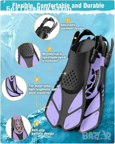 Нов Шнорхелинг сет 3 в 1 с регулируеми плавници за възрастни маска море, снимка 5 - Водни спортове - 49591869