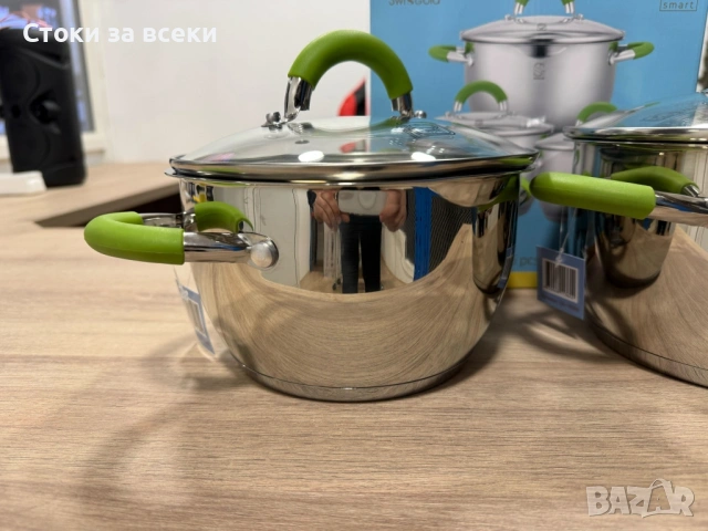 Комплект тенджери Swissgold Alana – 3 броя с капак от неръждаема стомана с 5-слойно капсулно дъно, снимка 11 - Съдове за готвене - 53308373